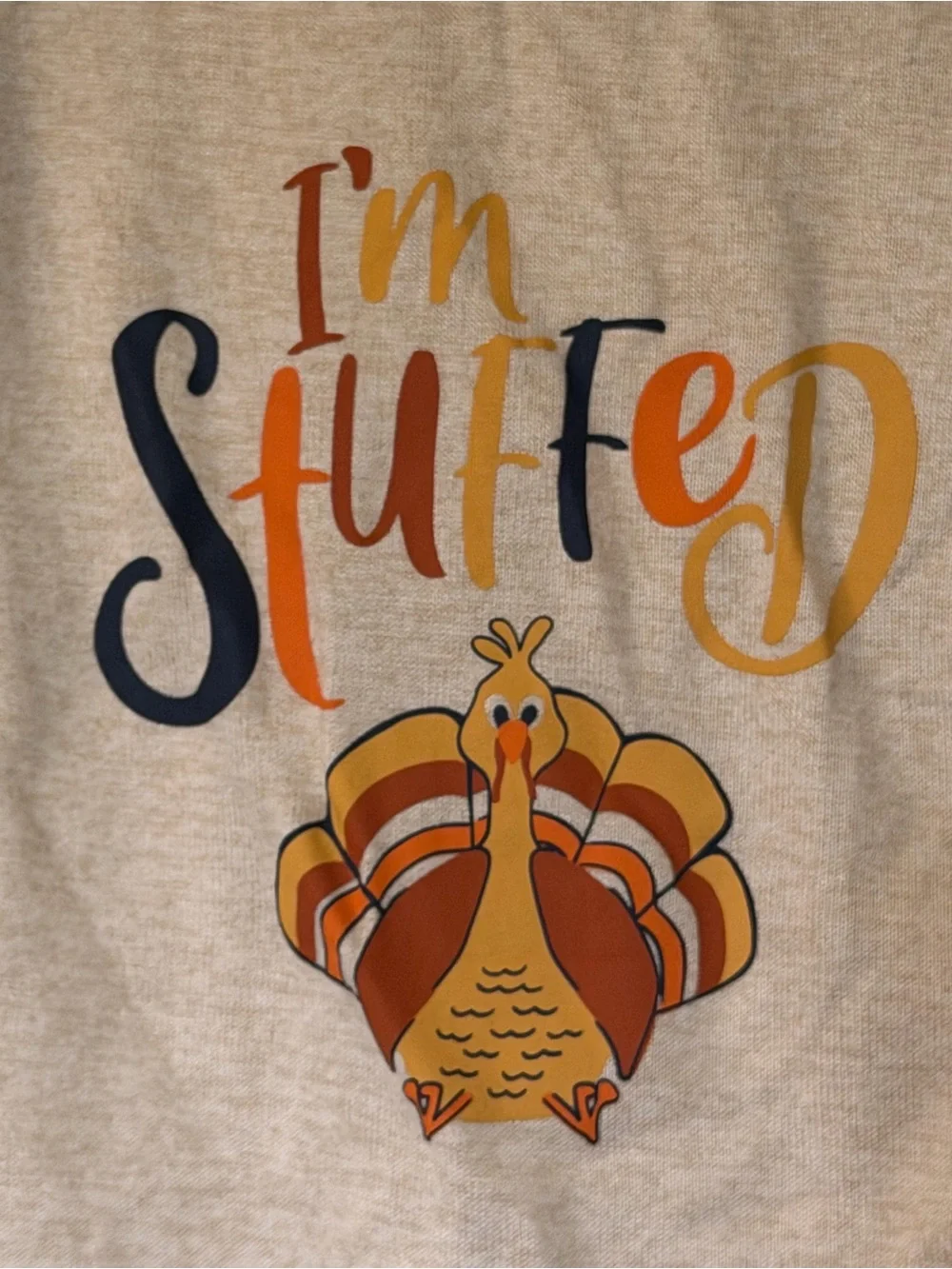 Navy & Cream 'I'm Stuffed' Turkey Pajama Set